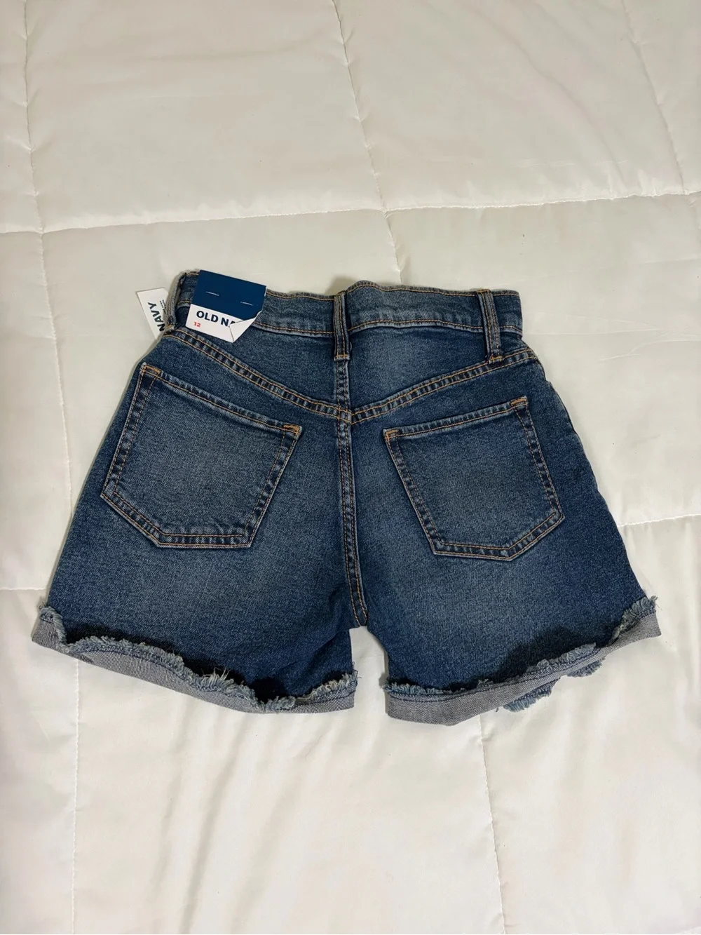 Old Navy Kids Dark Blue Denim Cutoff Shorts Stretch Waistband NWT Size 12